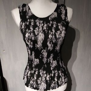 Pleated Floral Print Shirt